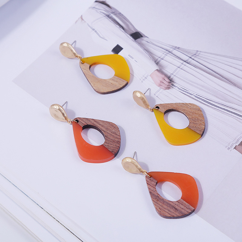 Acrylic earrings wood resin geometric earrings