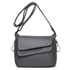 Shoulder bag soft leather messenger bag classic small square bag - Gray - View 1