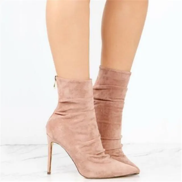 New wrinkled suede light high heel boots in autumn and winter Khaki - Shop at LoveMi