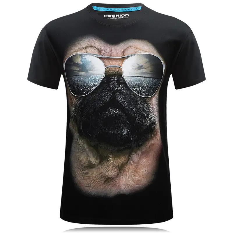 Fashion 3D hound print Casual Short Sleeve