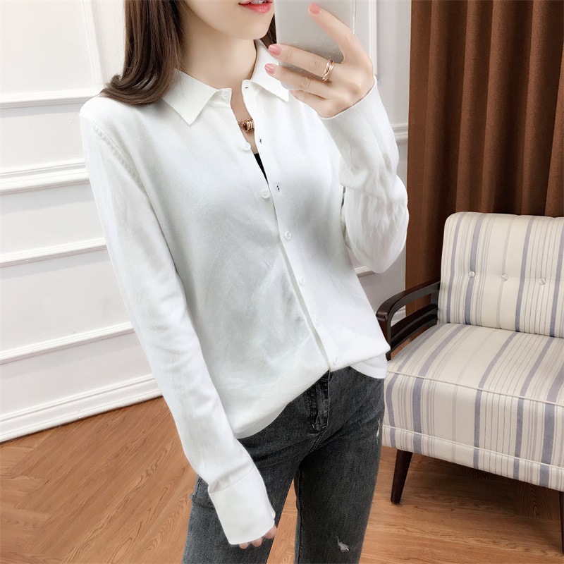 Loose solid color long-sleeved bottoming shirt jacket