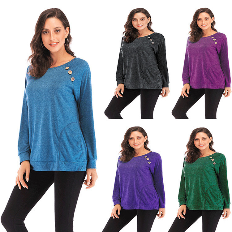 Long sleeve pocket T-Shirt Top