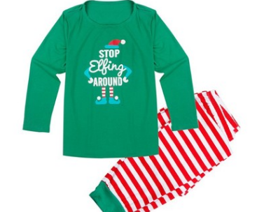 Christmas parent-child suit STOP Elfing AROUND printed home service