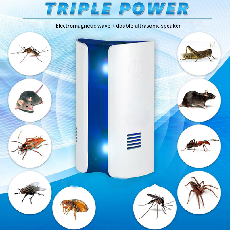 Dispositivo elettromagnetico a ultrasuoni per repellenti di parassiti, repellente elettronico per zanzare e roditori da collegare alla presa di corrente._voghion.com