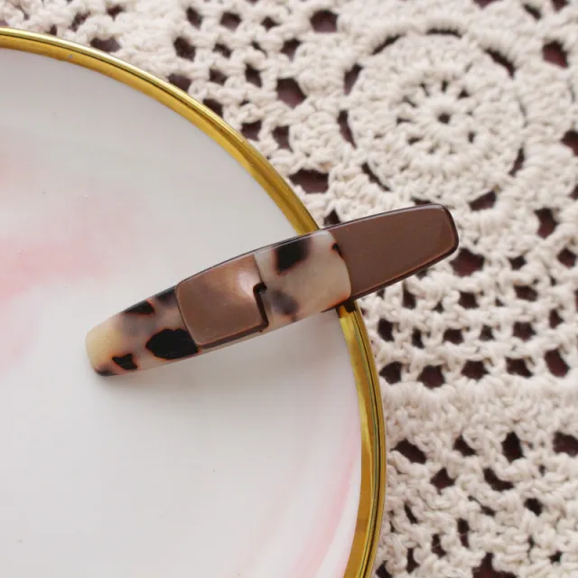 Korean chic style acetic acid leopard hairpin Brown - Shop at LoveMi