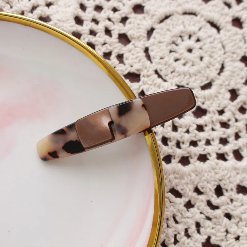 Korean chic style acetic acid leopard hairpin - Brown