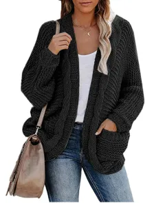 Twist cardigan sweater - Black - View 1