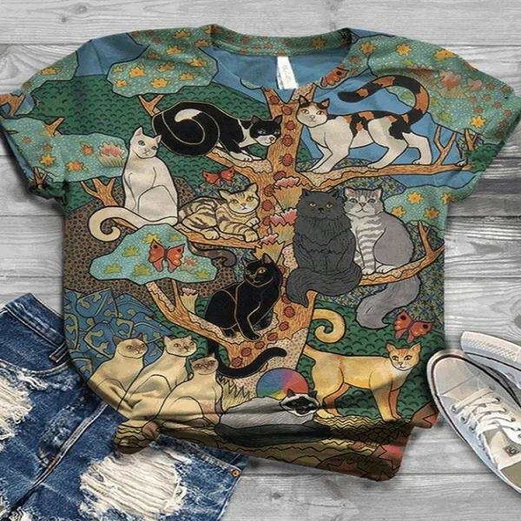 Creative digital print short sleeve T-shirt