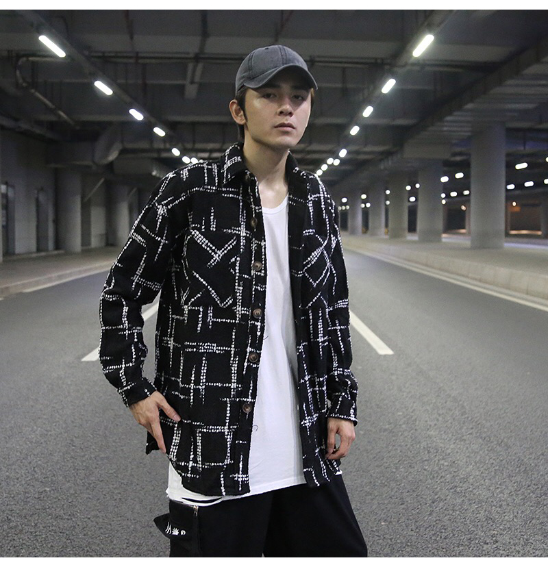 Knitted woolen shirt coat