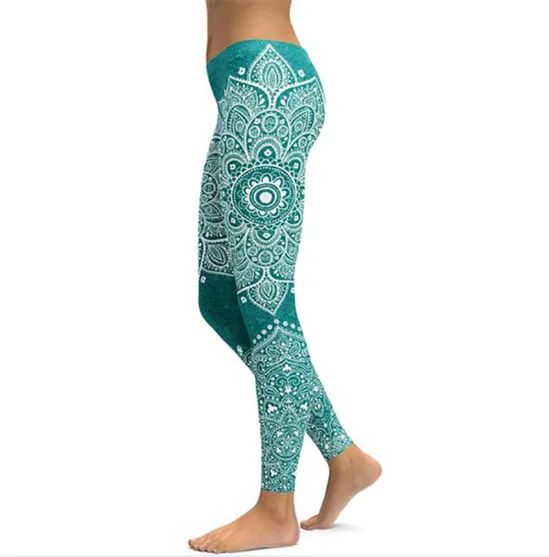 Imprimer Pantalon De Yoga Femmes Fitness - Green Flower