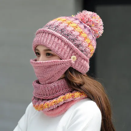 Korean winter knitted hat Pink - Shop at LoveMi