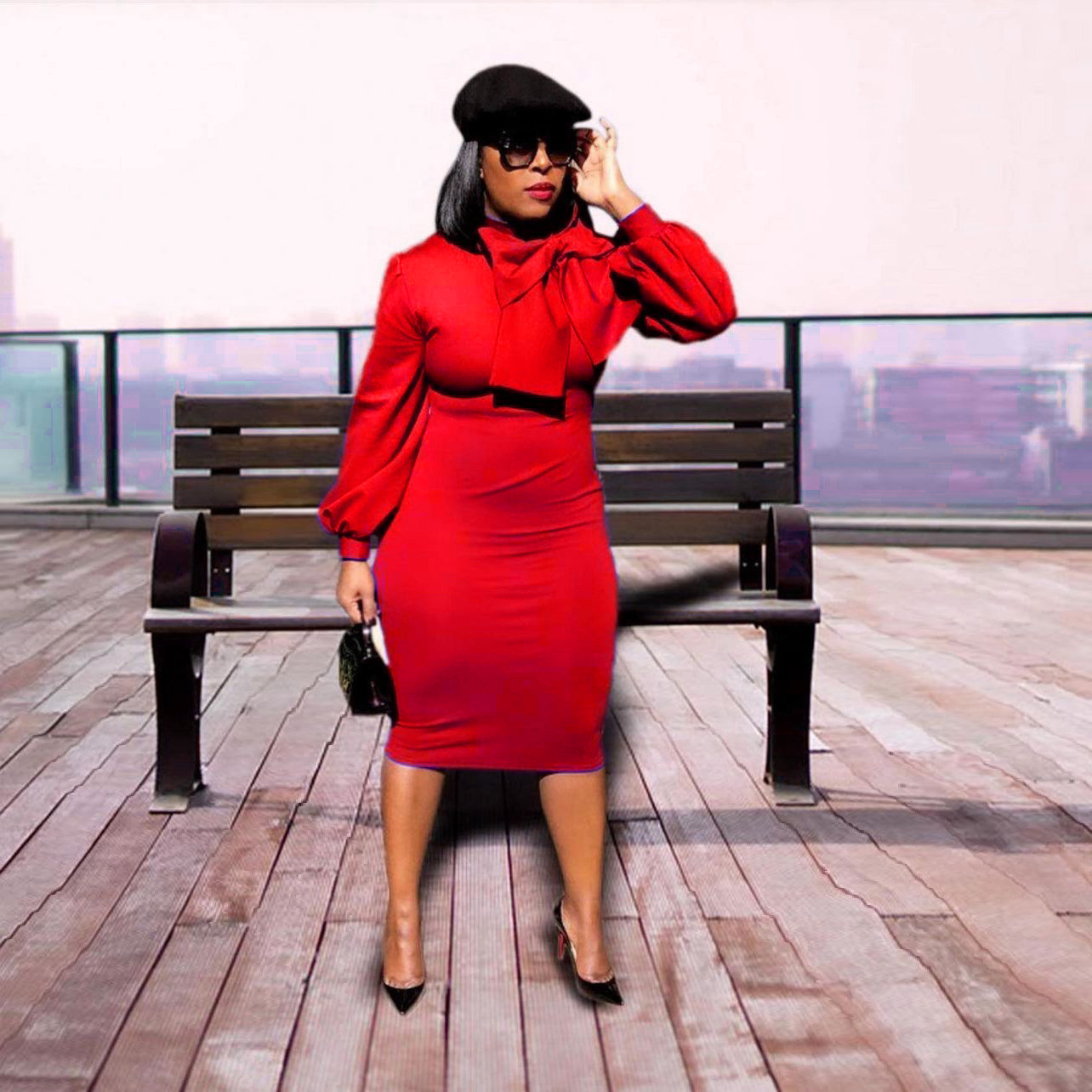 Autumn and winter long sleeved African dress Red - Shop at LoveMi