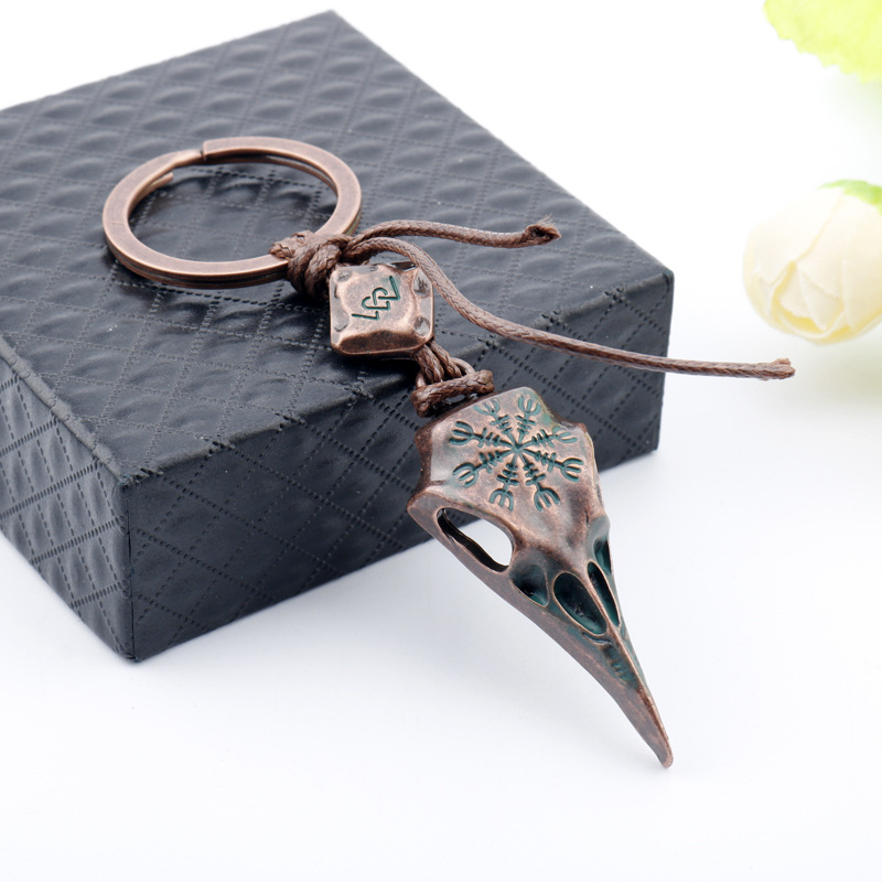 Retro Norse Mythology Viking Crow Skull Red Copper - Shop at LoveMi