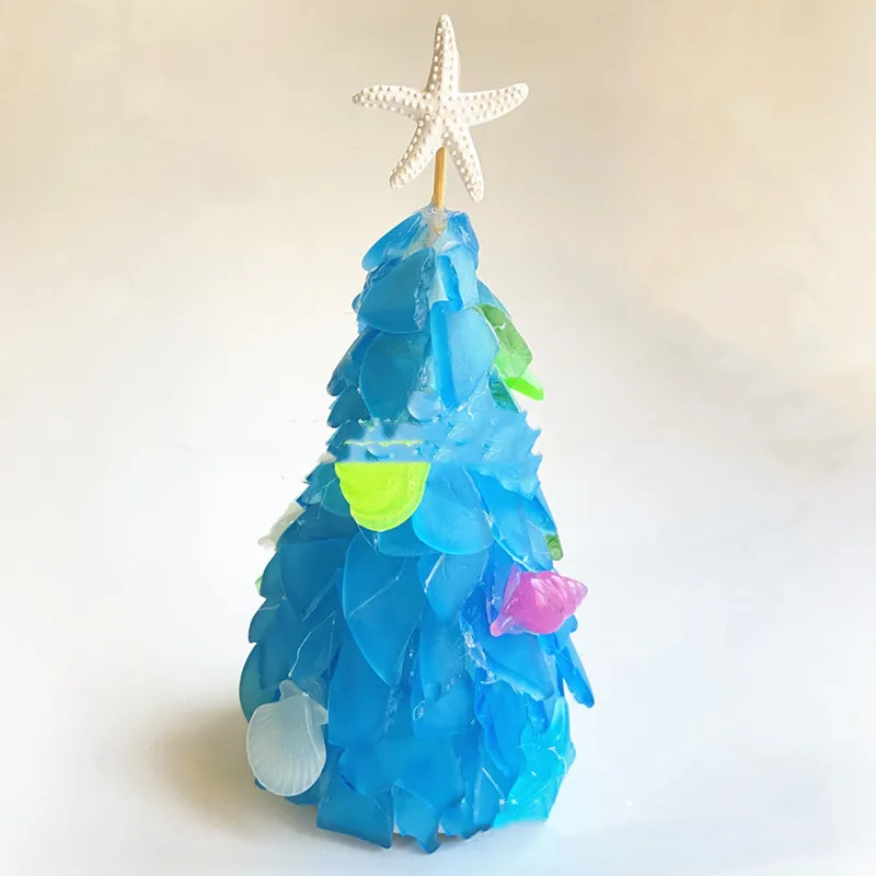 DIY Christmas Decoration Blue Christmas Tree Glass Creative Unique Decoration – image 2