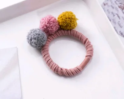 Head rope super fire colored hair ball hair rope ball hair ring cute rubber band Sen hair accessories female Pink Big Hair Ball - Shop at LoveMi