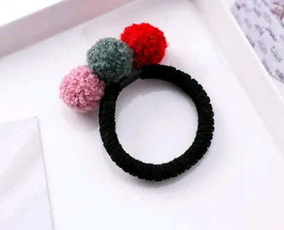 Head rope super fire colored hair ball hair rope ball hair ring cute rubber band Sen hair accessories female Black Big Hair Ball - Shop at LoveMi