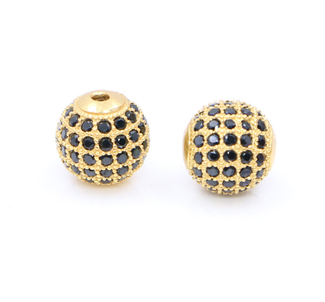 8MM high-grade micro-inlaid zircon copper ball beaded bracelet accessories DIY braided hand rope beads
