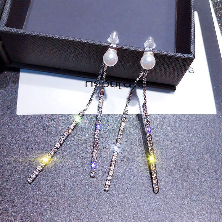 Tassel Double Pearl Stud Earrings
