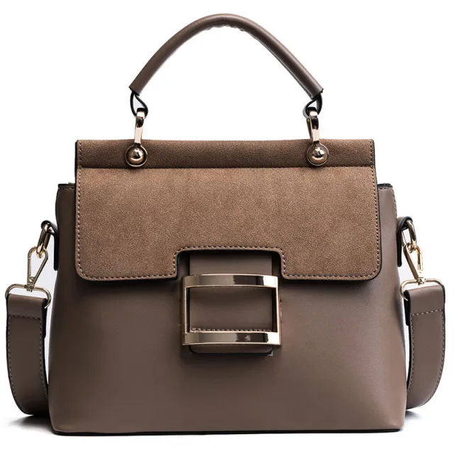 Small square bag with wide shoulder strap and cross body Khaki - Shop at LoveMi