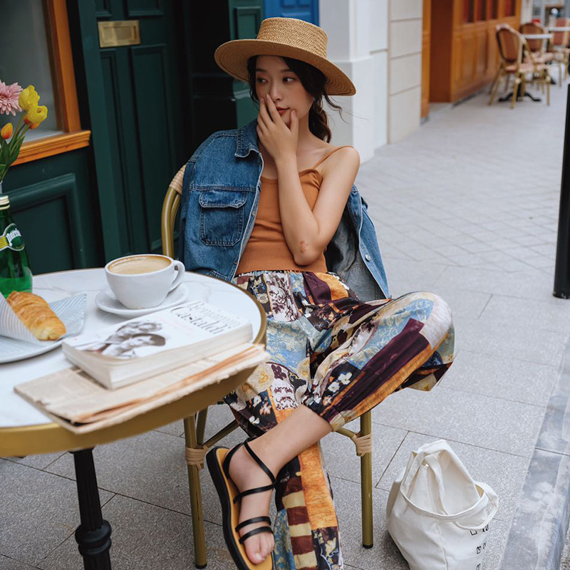 Printed loose wide leg pants
