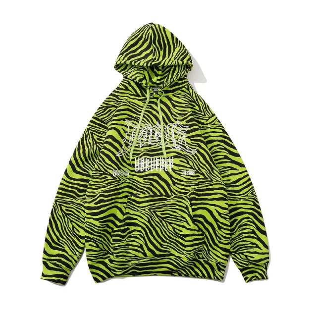 Zebra print plus fleece hoodie Grey - Shop at LoveMi