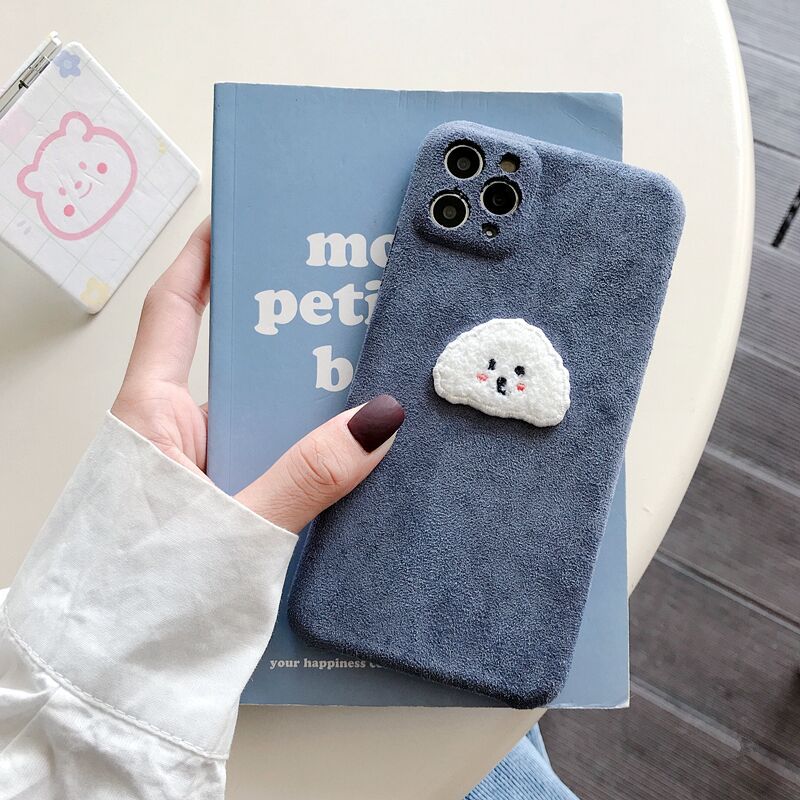 Embroidered Teddy Head Plush Phone Case - Image 10
