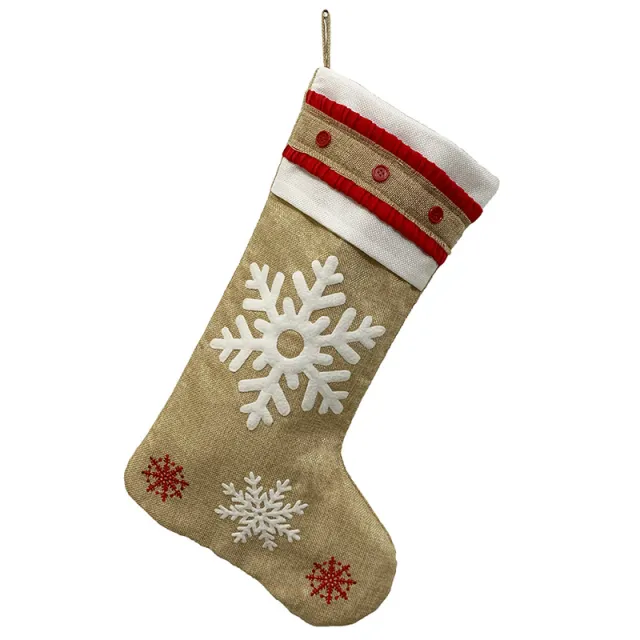 Snowman Old man deer snowflake linen Christmas stockings Snowflake - Shop at LoveMi
