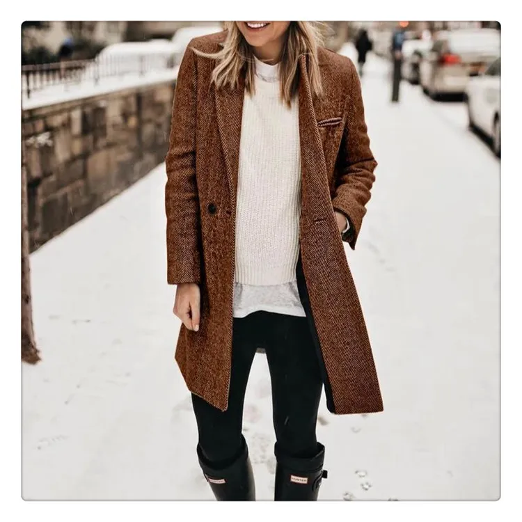 A slim blazer with lapel - Coffee