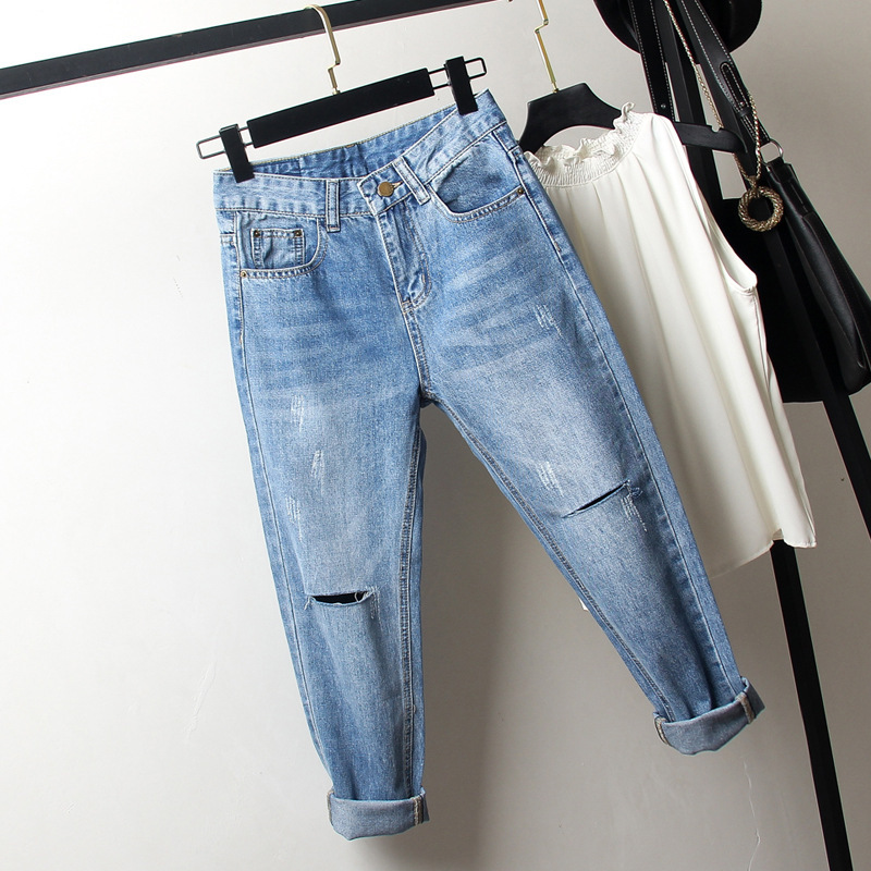 Oversized women's ripped jeans 1878Blue - Shop at LoveMi