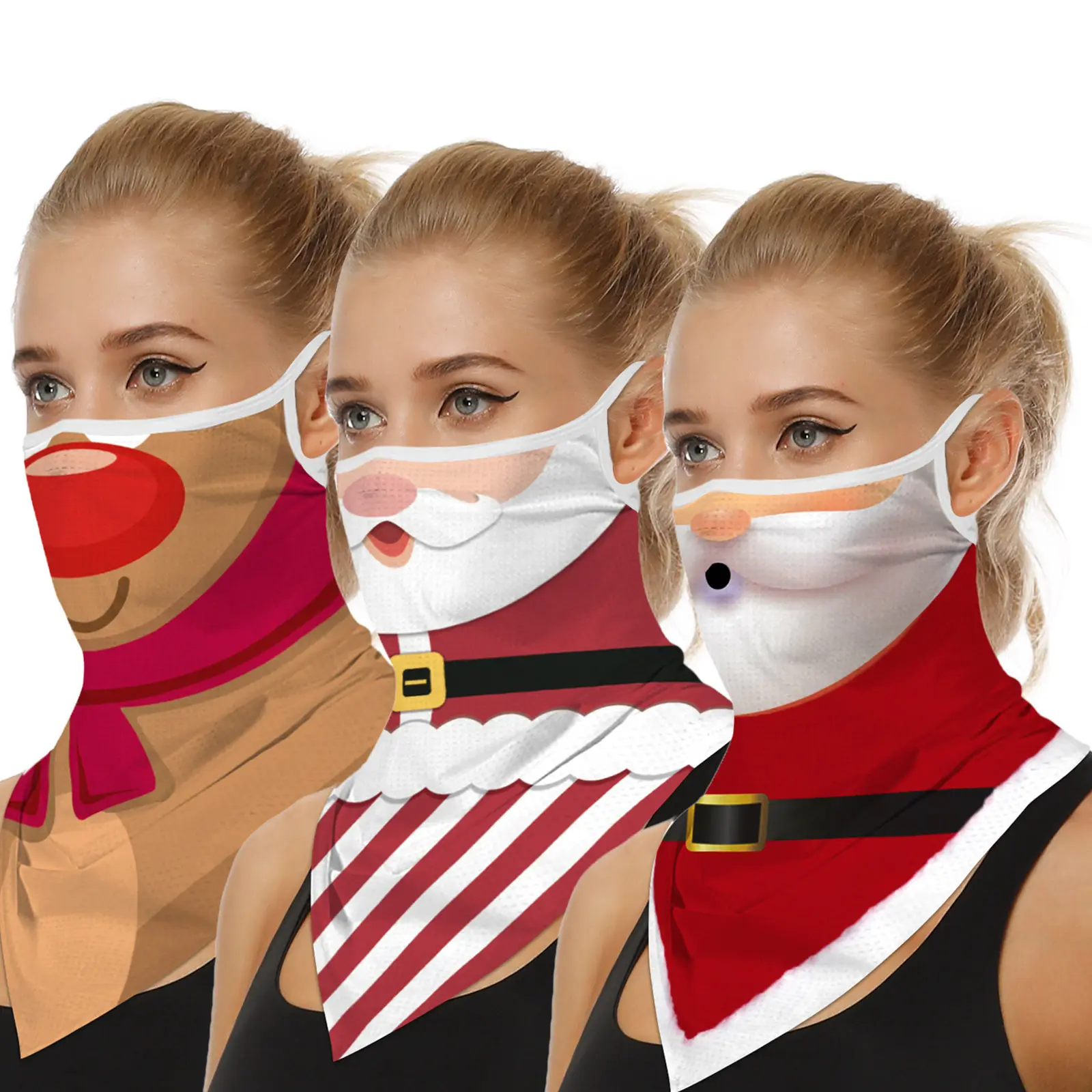 Christmas digital printing dustproof triangle scarf