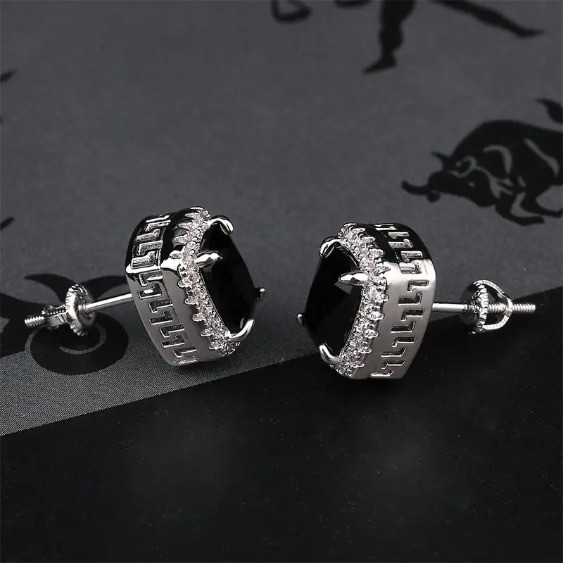 Colored large zircon personality earrings
