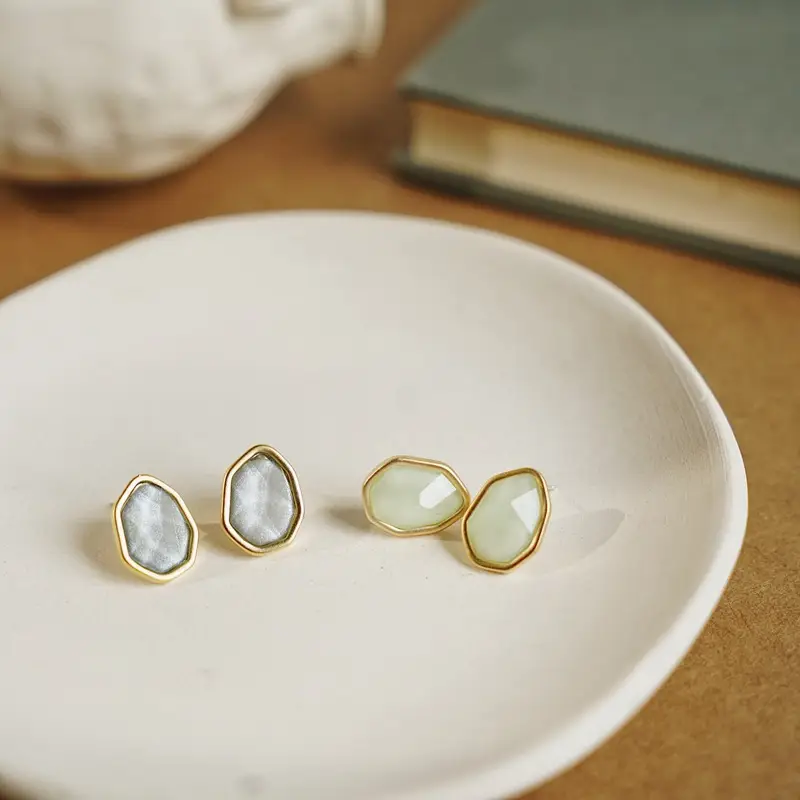 Geometric diamond handmade earrings