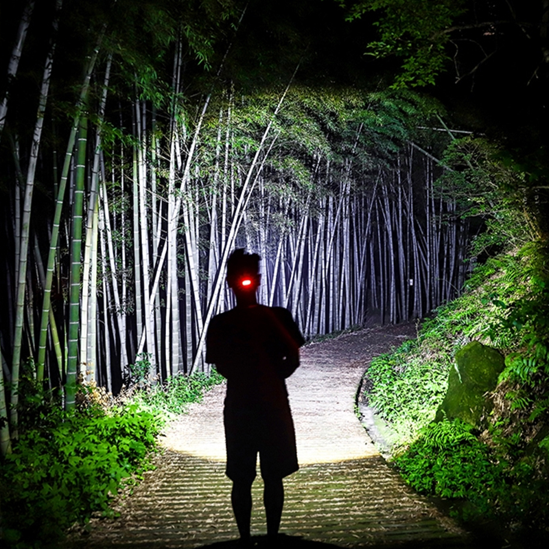 مصباح أمامي LED بزاوية واسعة مع إضاءة بعيدة، يعمل ببطاريتين 18650، مصباح USB محمول قابل لإعادة الشحن للمشي والتخييم في الهواء الطلق