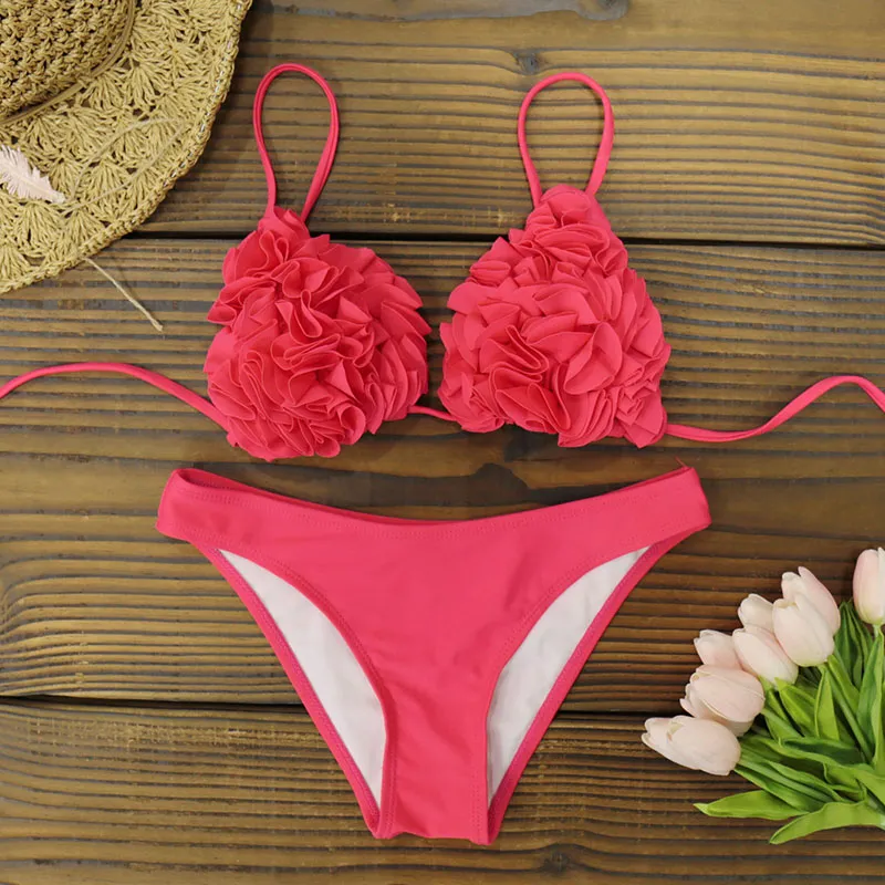 Three-dimensional flower bikini - Pink