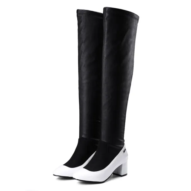 Stretch boots over the knee high heel single boot sleeve White - Shop at LoveMi