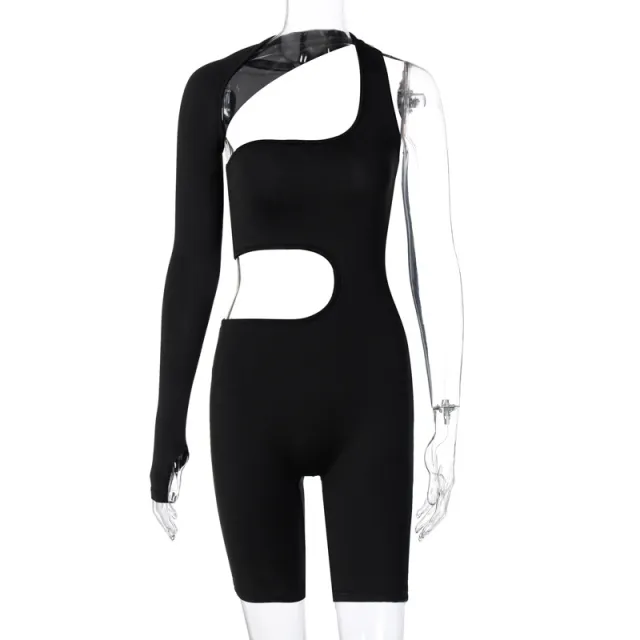 Hollow solid color jumpsuit Black - Shop at LoveMi