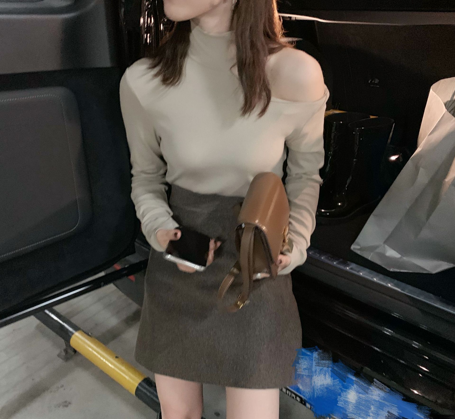 T4543 off-the-shoulder bottoming shirt female