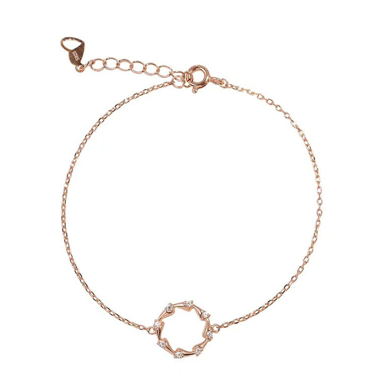 S925 Sterling Silver Plated Circle Rose Gold Bracelet