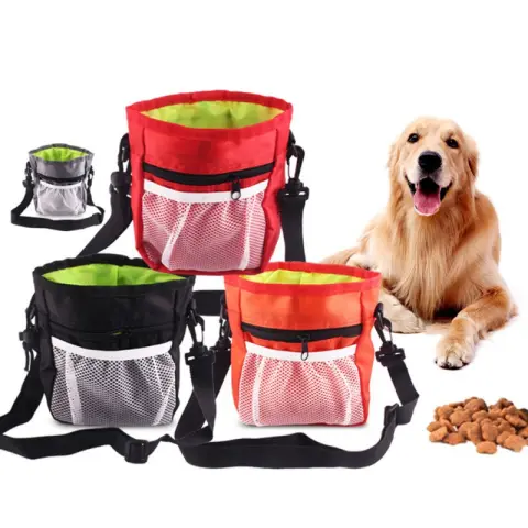 Drawstring Pocket Design Dog Pouch Walking Food Treat Snack