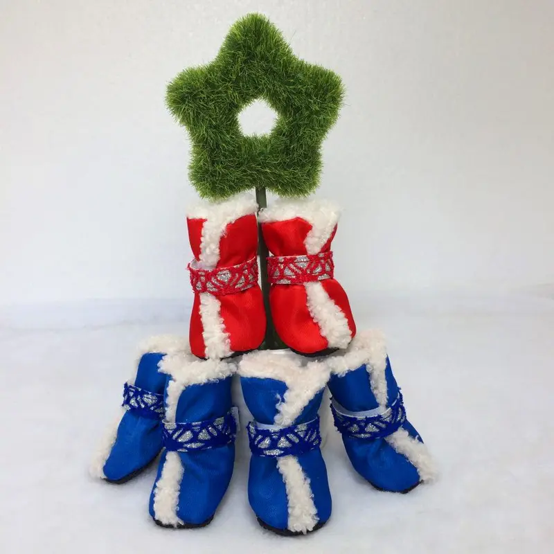 Christmas pet shoes cotton snow boots padded