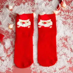 Autumn and winter cartoon christmas socks - Red - View 1