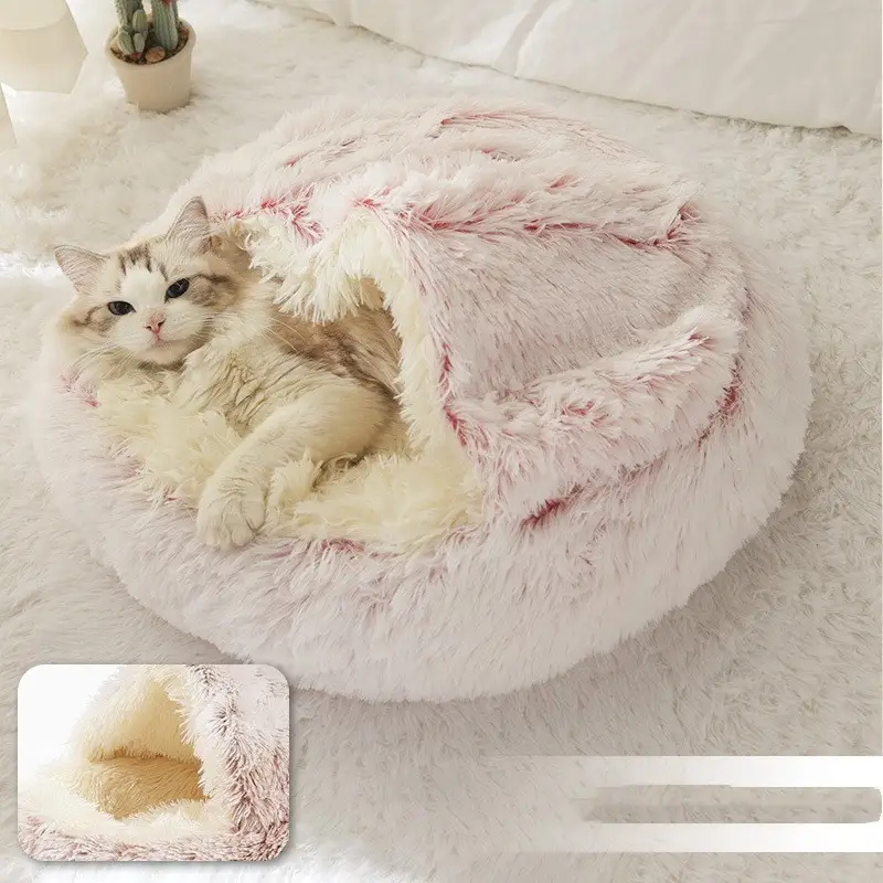 Soft Warm Velvet Cat Cave Nest Bed