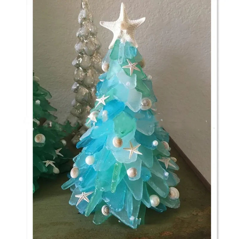 DIY Christmas Decoration Blue Christmas Tree Glass Creative Unique Decoration – image 4