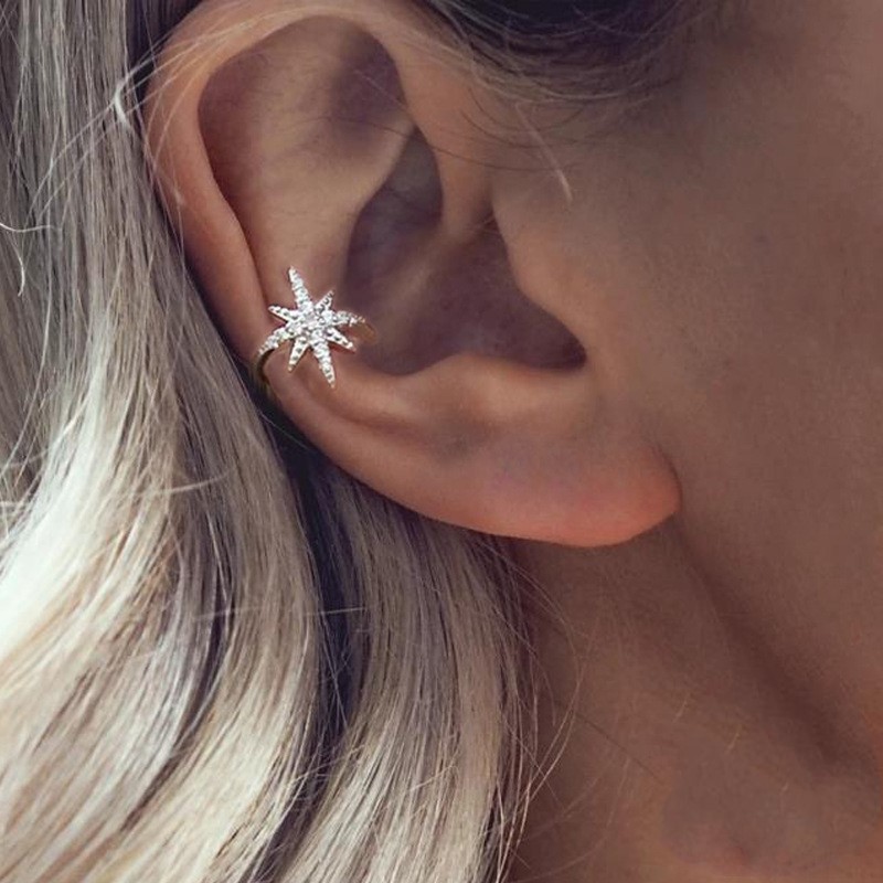 Sterling silver single star ear clip Korean version
