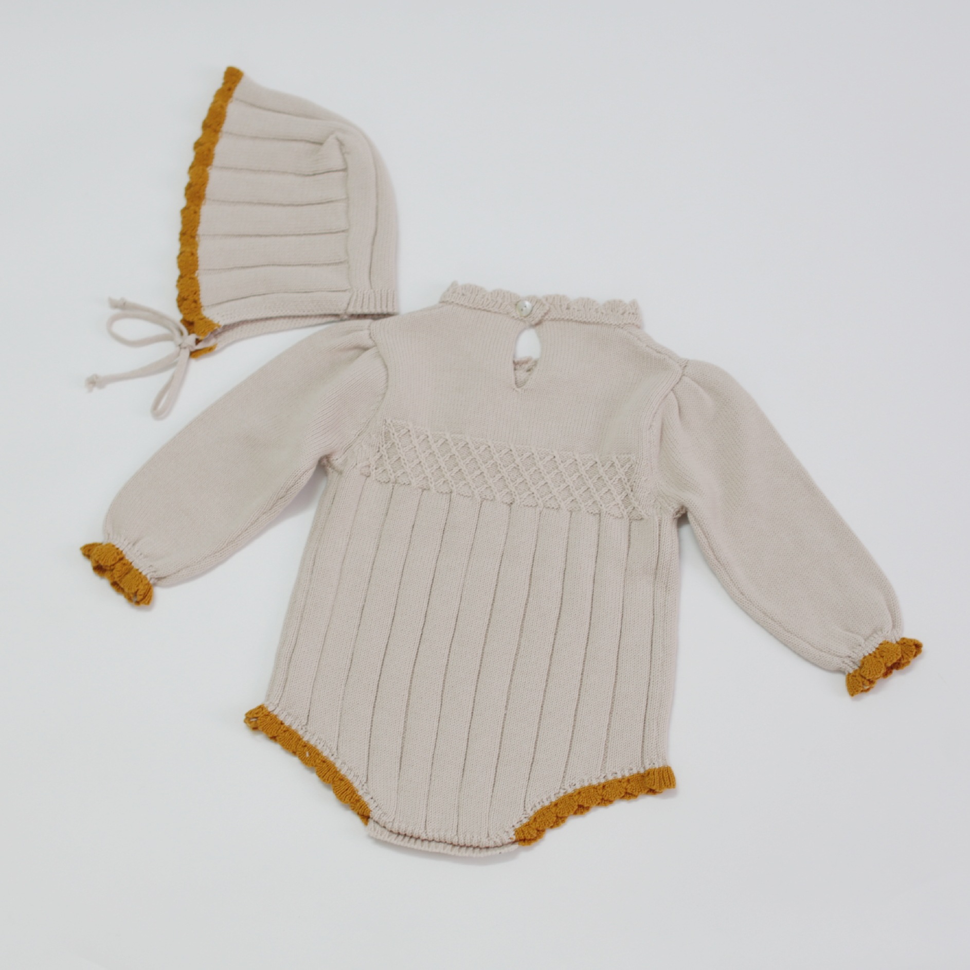 Woolen yarn baby girl infant puff sleeve jumpsuit