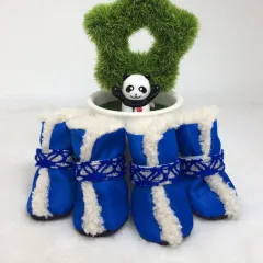 Christmas pet shoes cotton snow boots padded waterproof - Blue - View 1