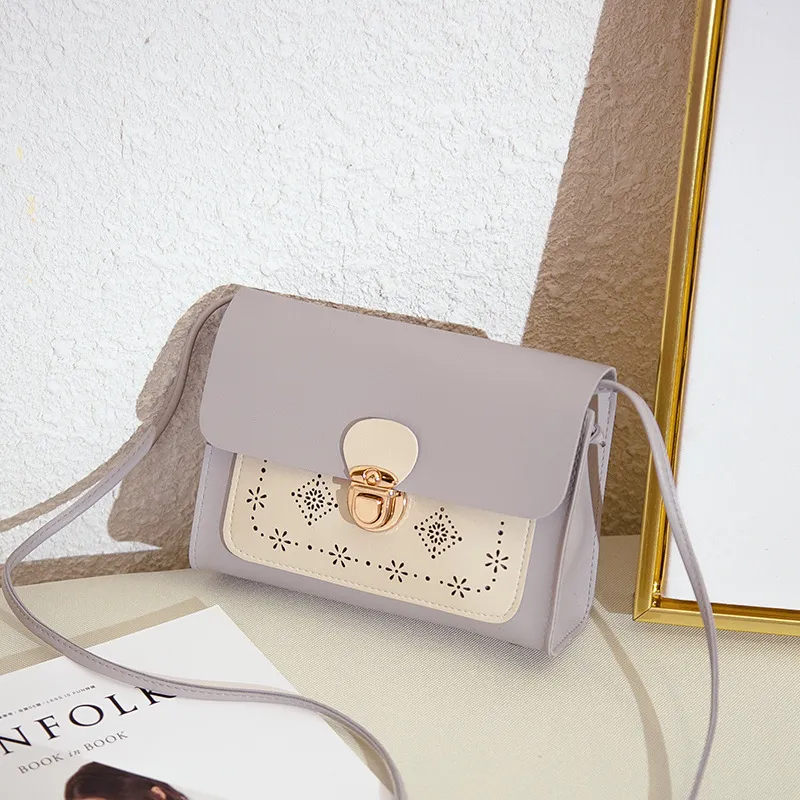 Small square bag double color matching shoulder bag - Grey