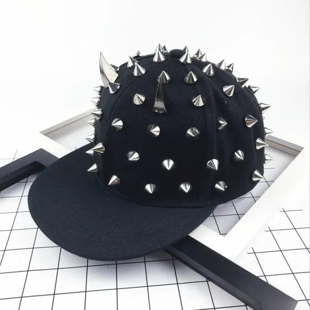 Punk style gold silver rivet men's and women's baseball hat Horn Silver - Shop at LoveMi