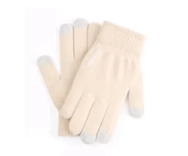 Touch screen gloves men's winter non slip driving female students knitting wool couple plus velvet warm outdoor riding gloves Female Beige - Shop at LoveMi