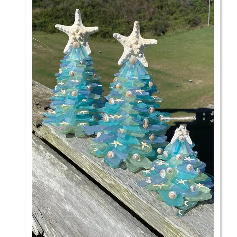 DIY Christmas Decoration Blue Christmas Tree Glass Creative Unique Decoration – image 5